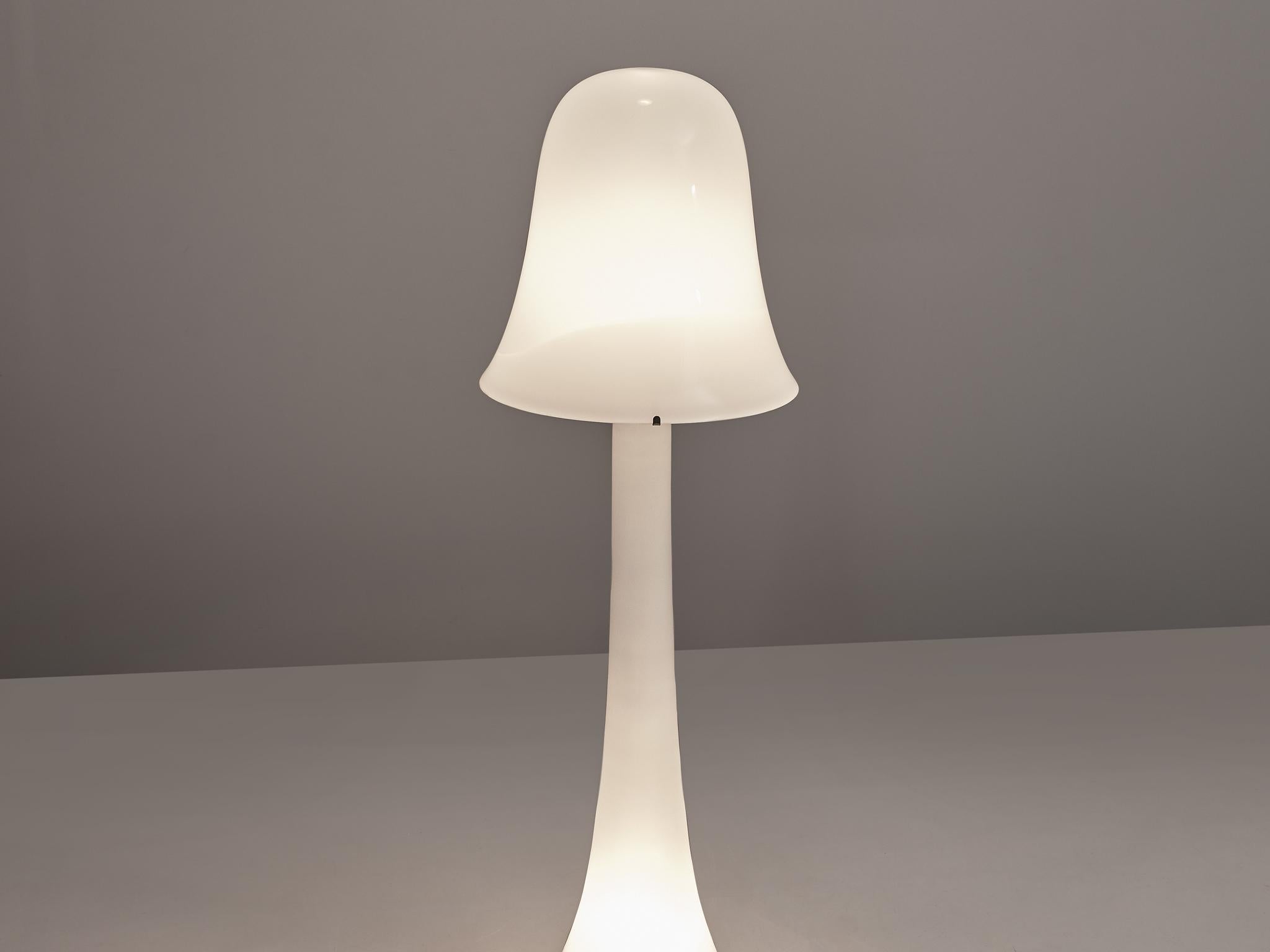 Brass Postmodern Italian Floor Lamp in Opaline Glass