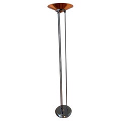 Retro Postmodern Italian Floor Torchiere Lamp Copper Brass & Steel