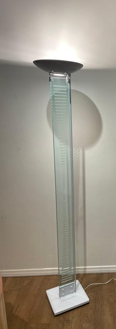 Postmodern Italian Floor Torchiere Lamp Glass & Metal