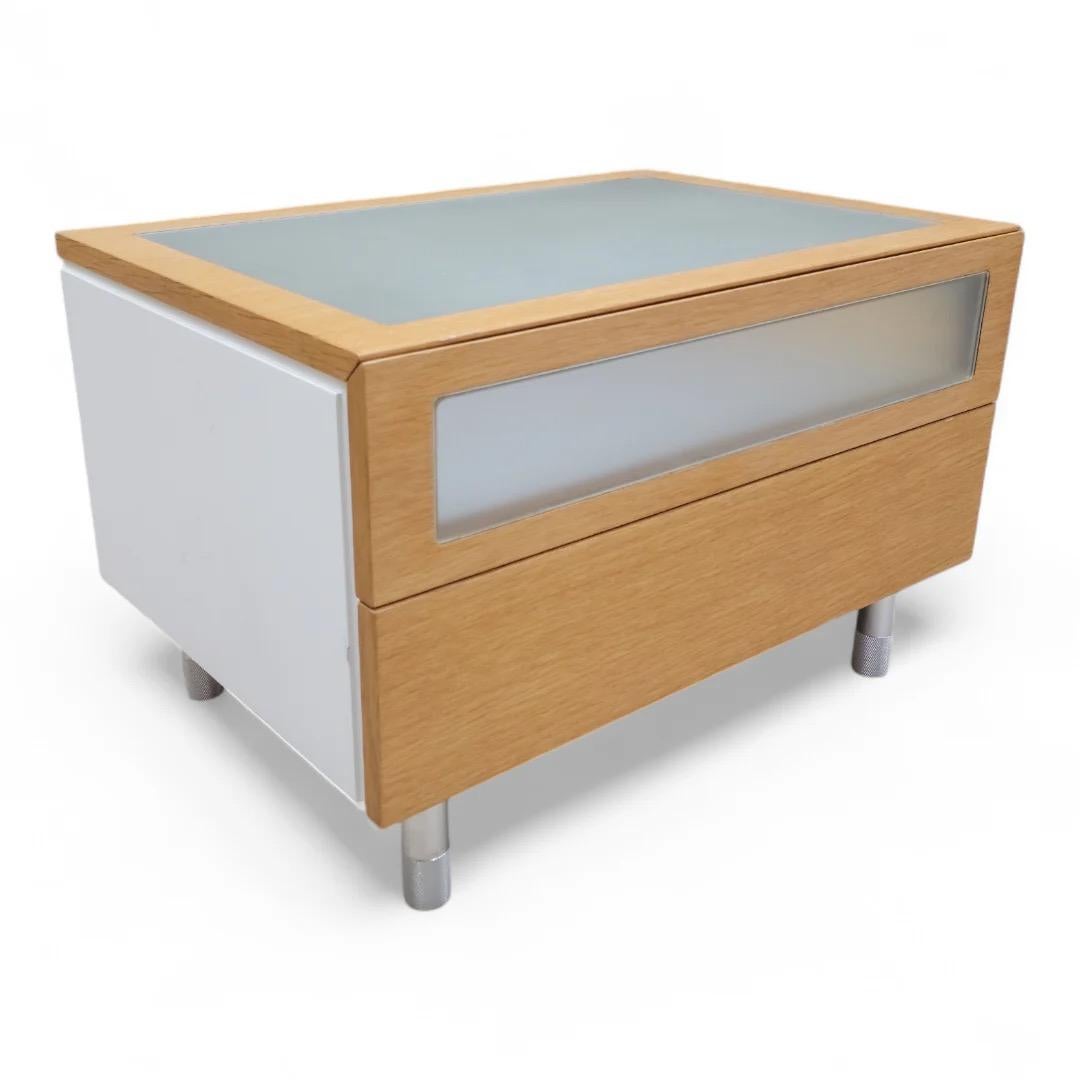Post-Modern Postmodern Italian Frosted Glass Dresser With Side Chest For Sale
