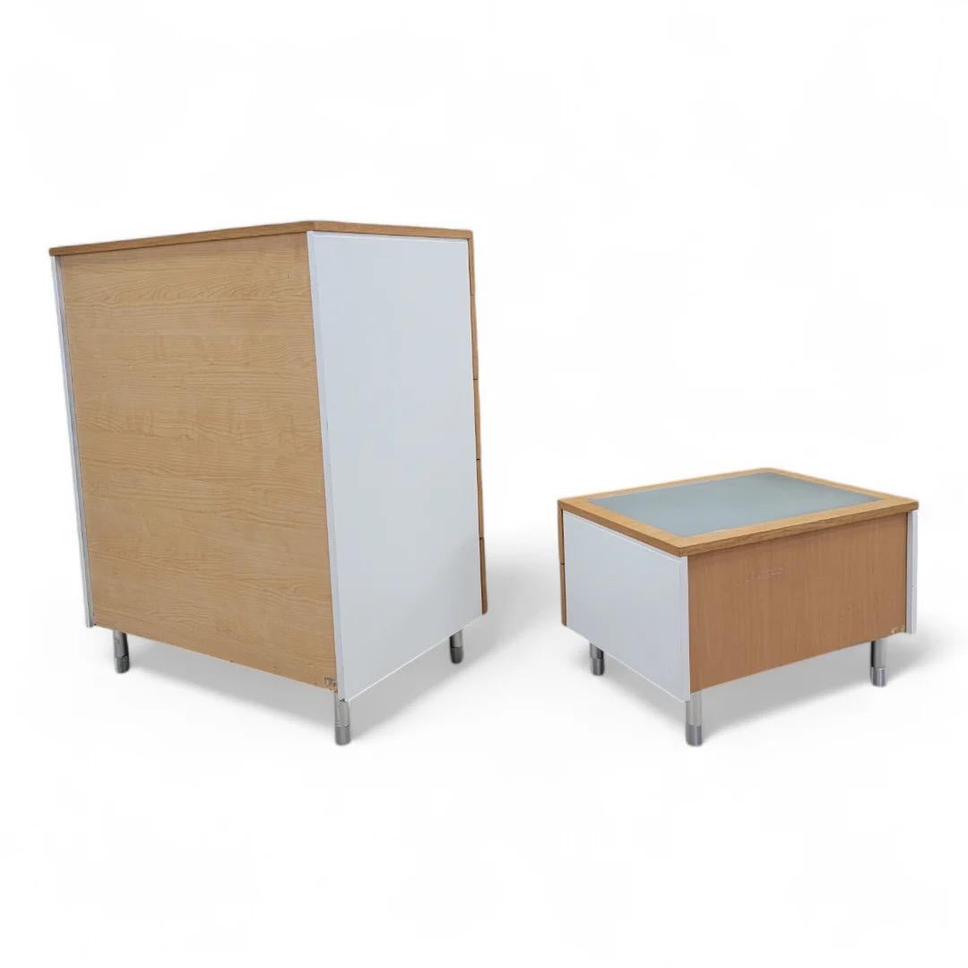 Unknown Postmodern Italian Frosted Glass Dresser With Side Chest For Sale