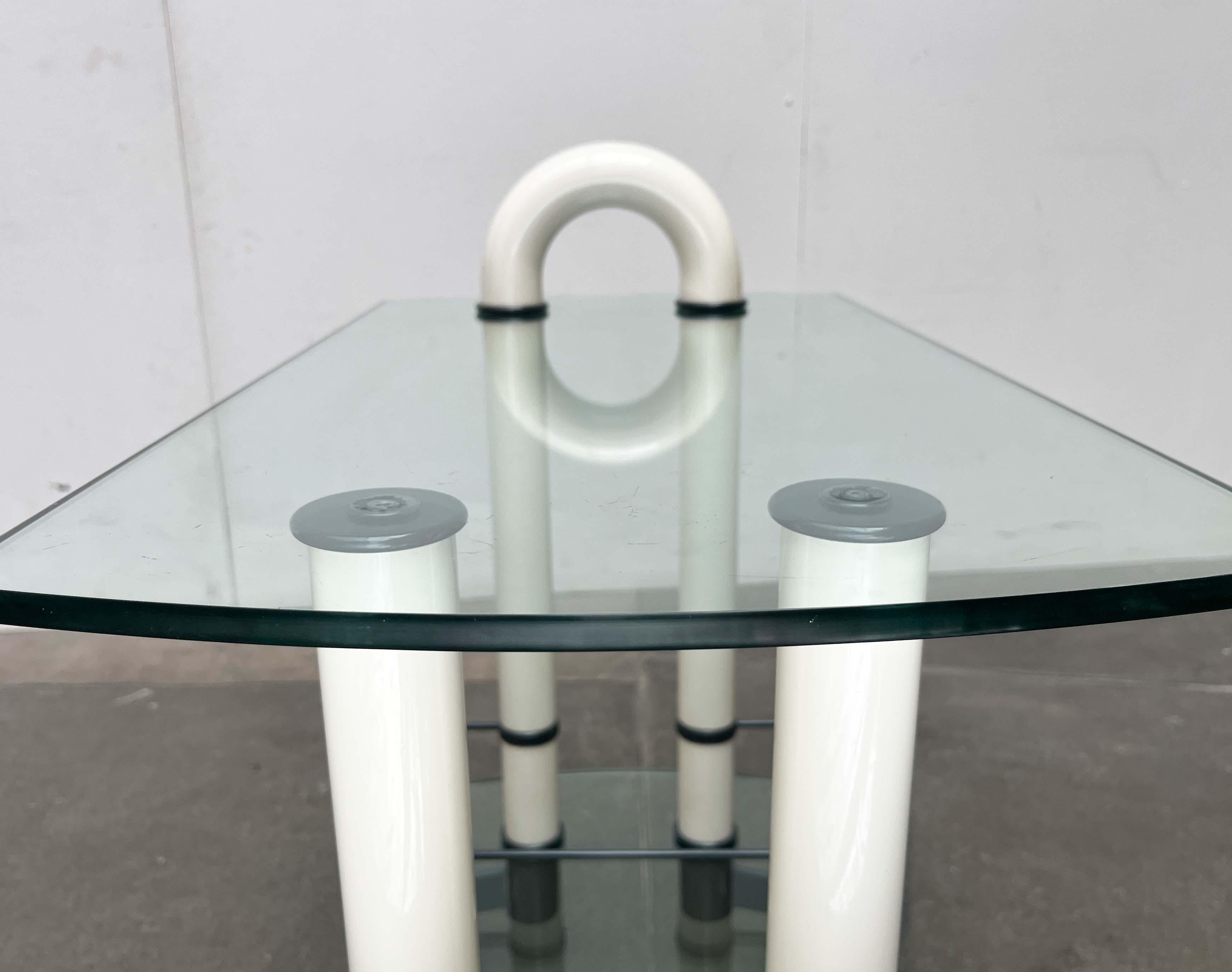 Post-Modern Postmodern Italian Glass and Metal Bar Cart from Metalnova, 1980s For Sale