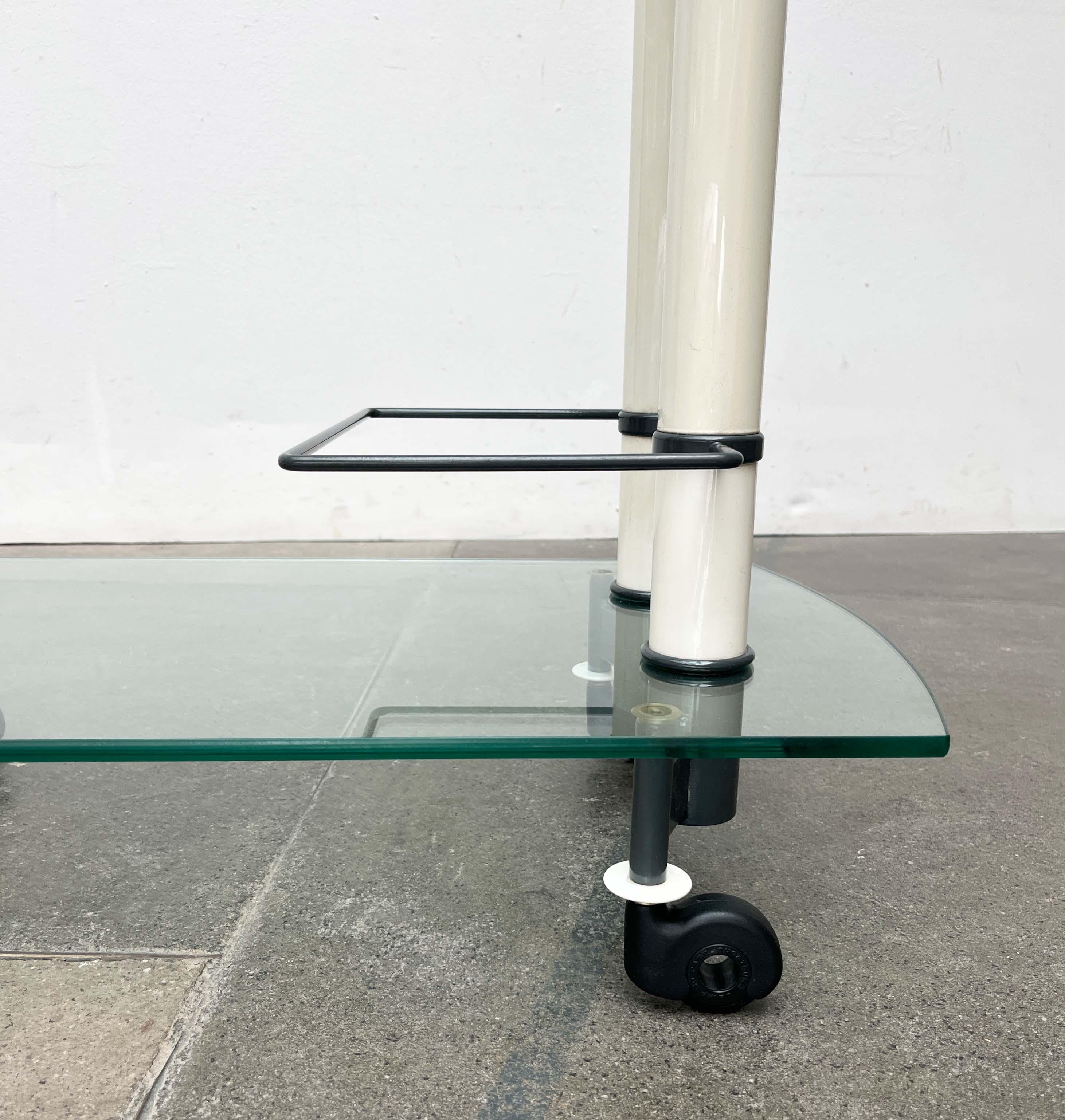 Postmodern Italian Glass and Metal Bar Cart from Metalnova, 1980s For Sale 1