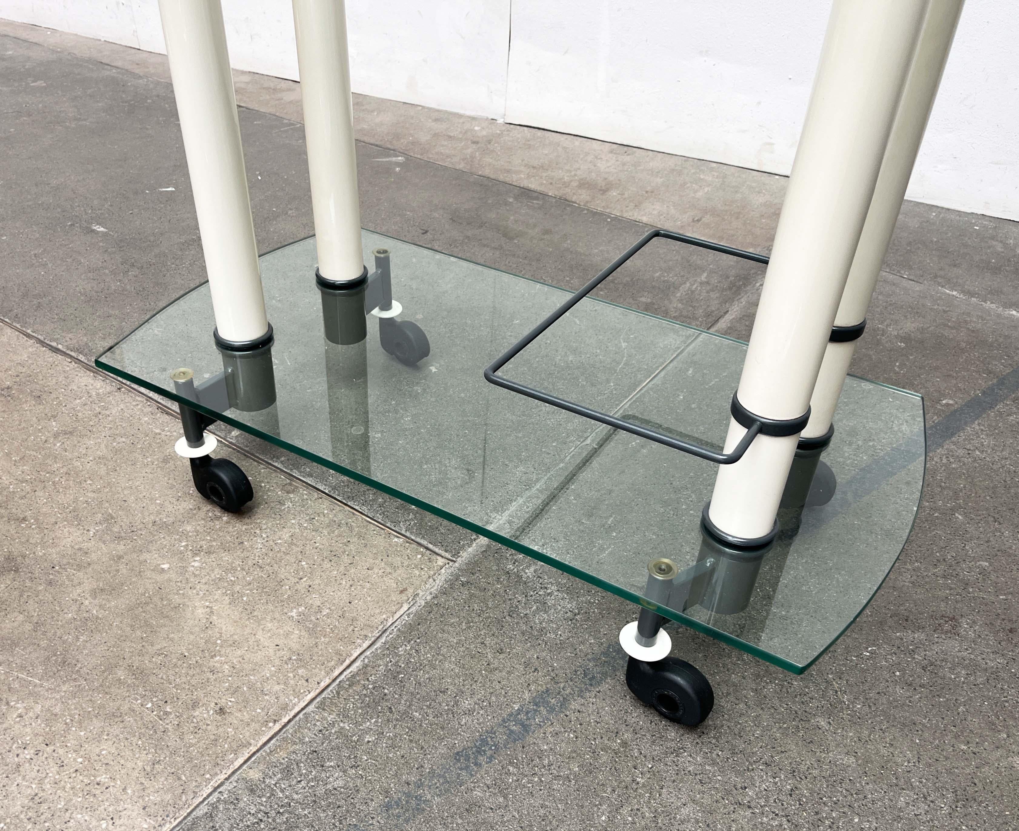 Postmodern Italian Glass and Metal Bar Cart from Metalnova, 1980s For Sale 2