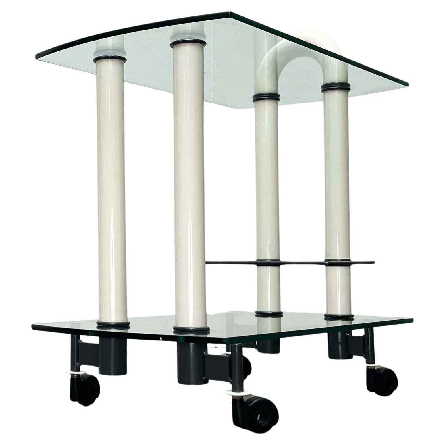 Postmodern Italian Glass and Metal Bar Cart from Metalnova, 1980s