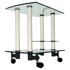 Postmodern Italian Glass and Metal Bar Cart from Metalnova, 1980s