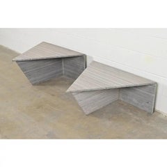 Postmodern Italian Granite Triangular Side Tables, Pair