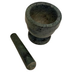 Postmodern Italian Green Solid Marble Mortar & Pestle