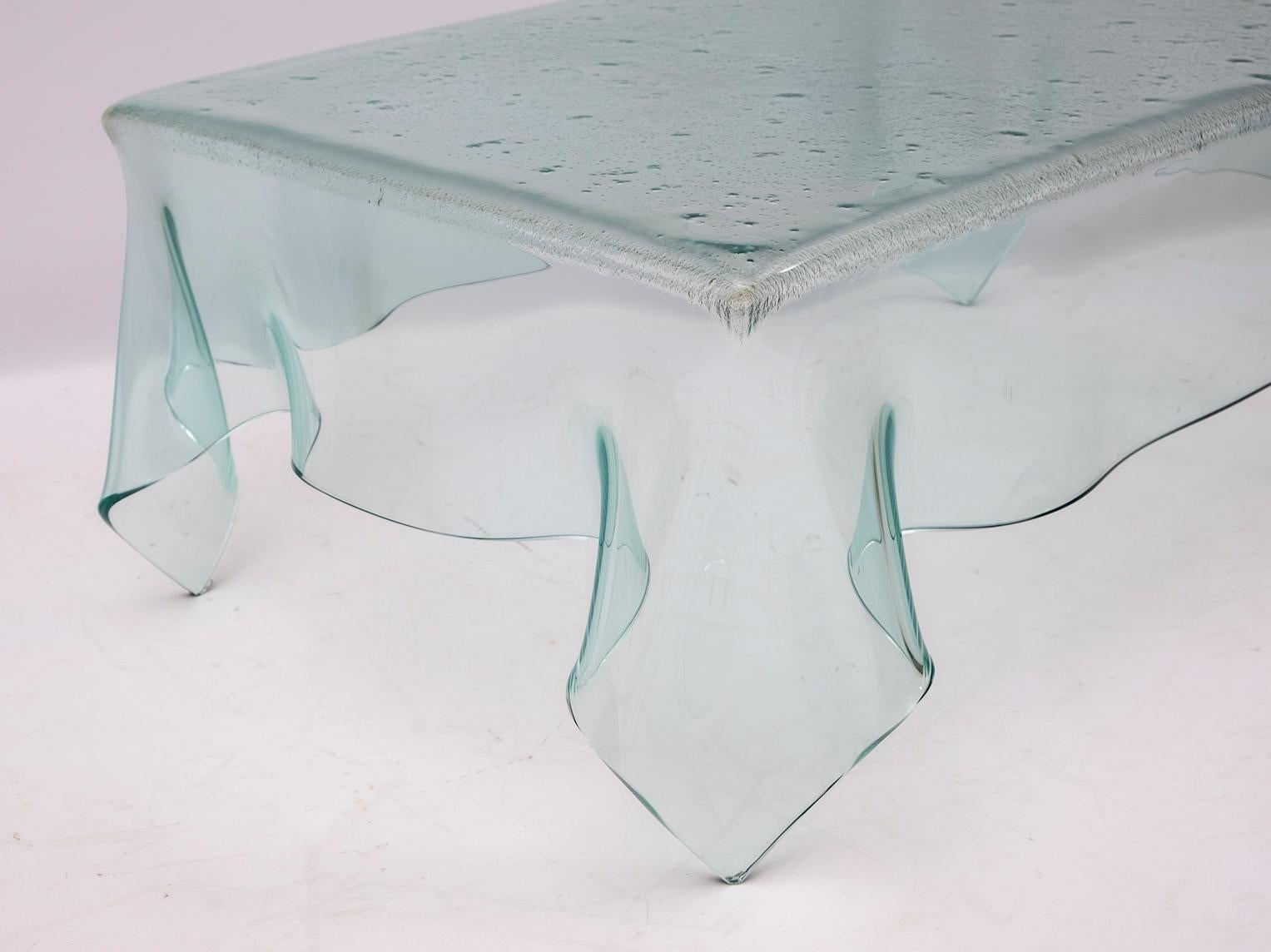 Late 20th Century Postmodern Italian Handkerchief Crystal Coffee Table, 1980s For Sale