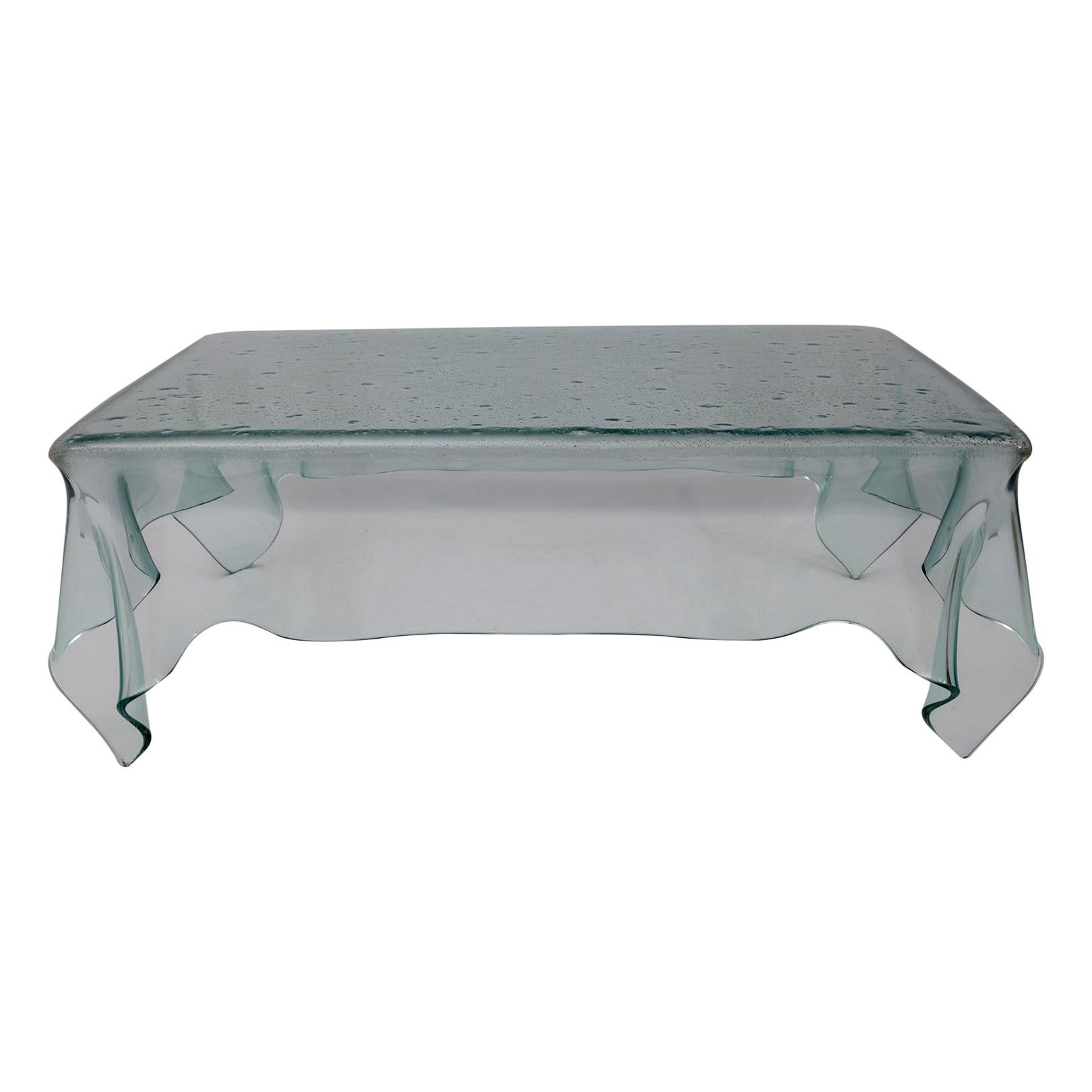 Postmodern Italian Handkerchief Crystal Coffee Table, 1980s For Sale