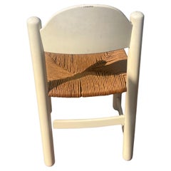 Postmodern Italian Hank Lowenstein Padova White Lacquered Rush Dining Chairs