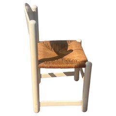 Postmodern Italian Hank Lowenstein Padova White Lacquered Rush Dining Chairs