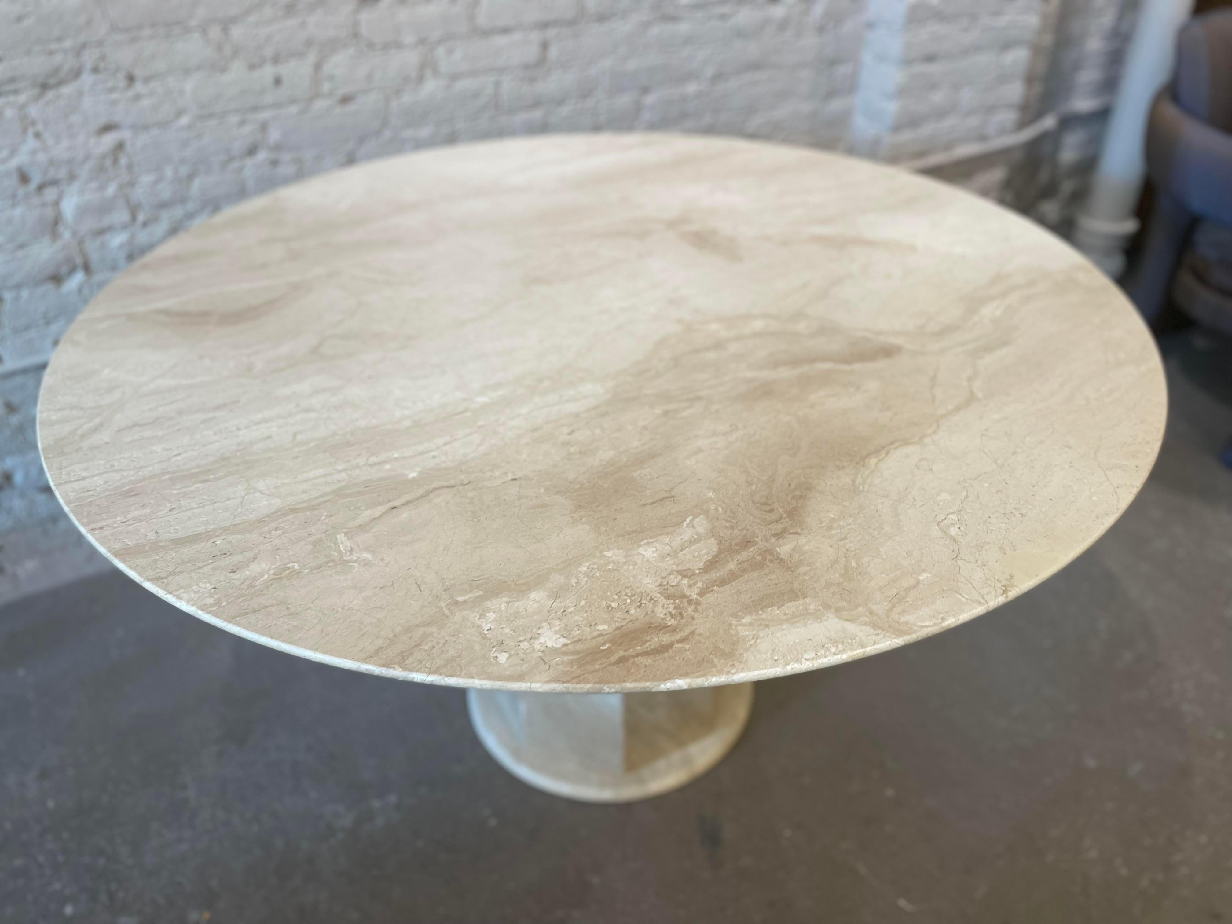 Late 20th Century Postmodern Italian Honed Travertine Dining Table 1970s For Sale