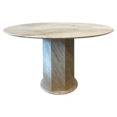 Postmodern Italian Honed Travertine Dining Table 1970s