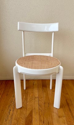 Postmodern Italian Lacquer Wood & Cane Seat Rare Chair, Circa 1980's