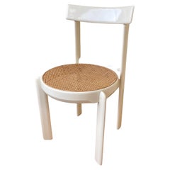 Postmodern Italian Lacquer Wood & Cane Seat Rare Chair, Circa 1980's