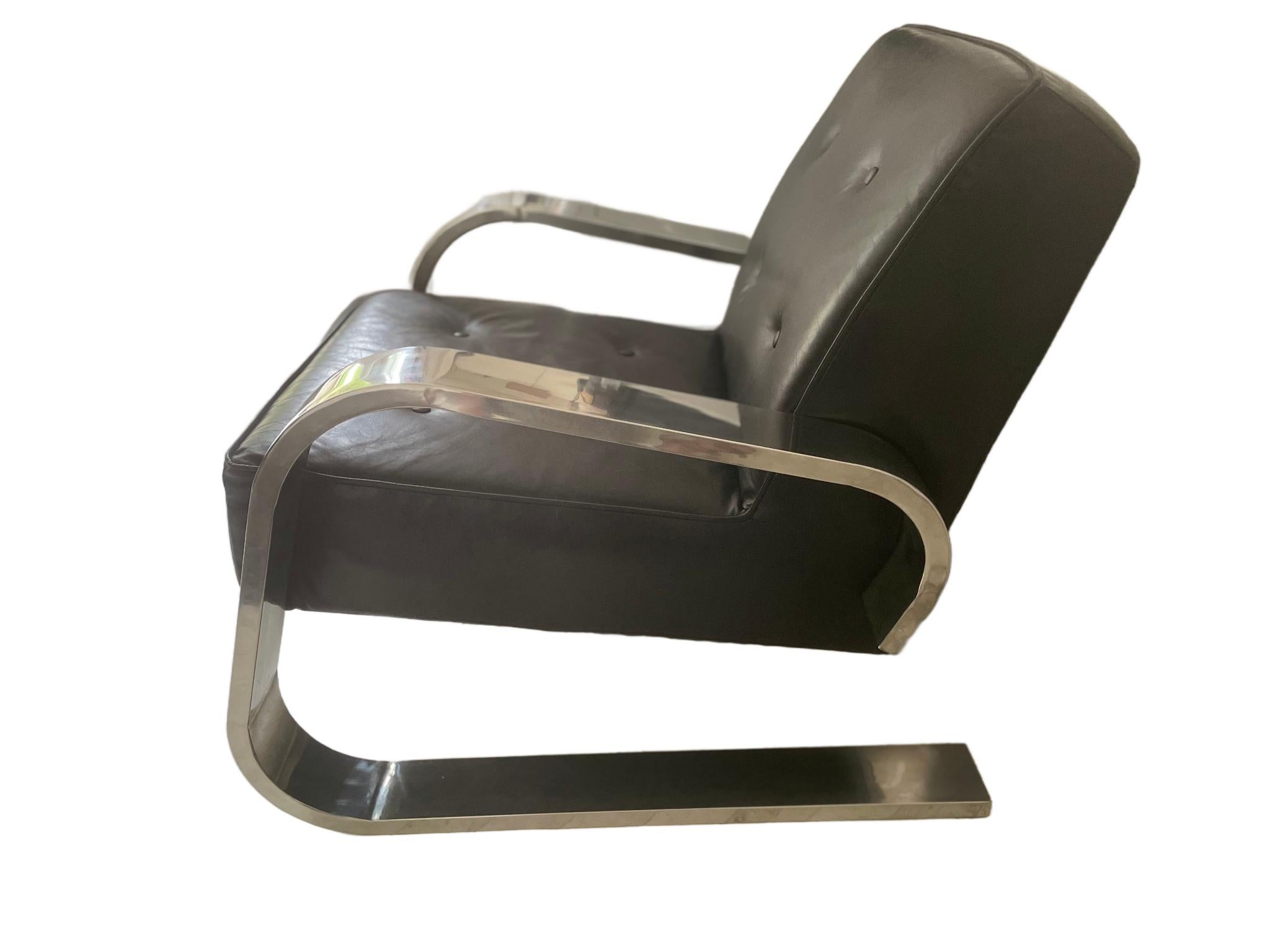 Sedia a sbalzo postmoderna in pelle e cromo dopo Alvar Aalto in vendita 6