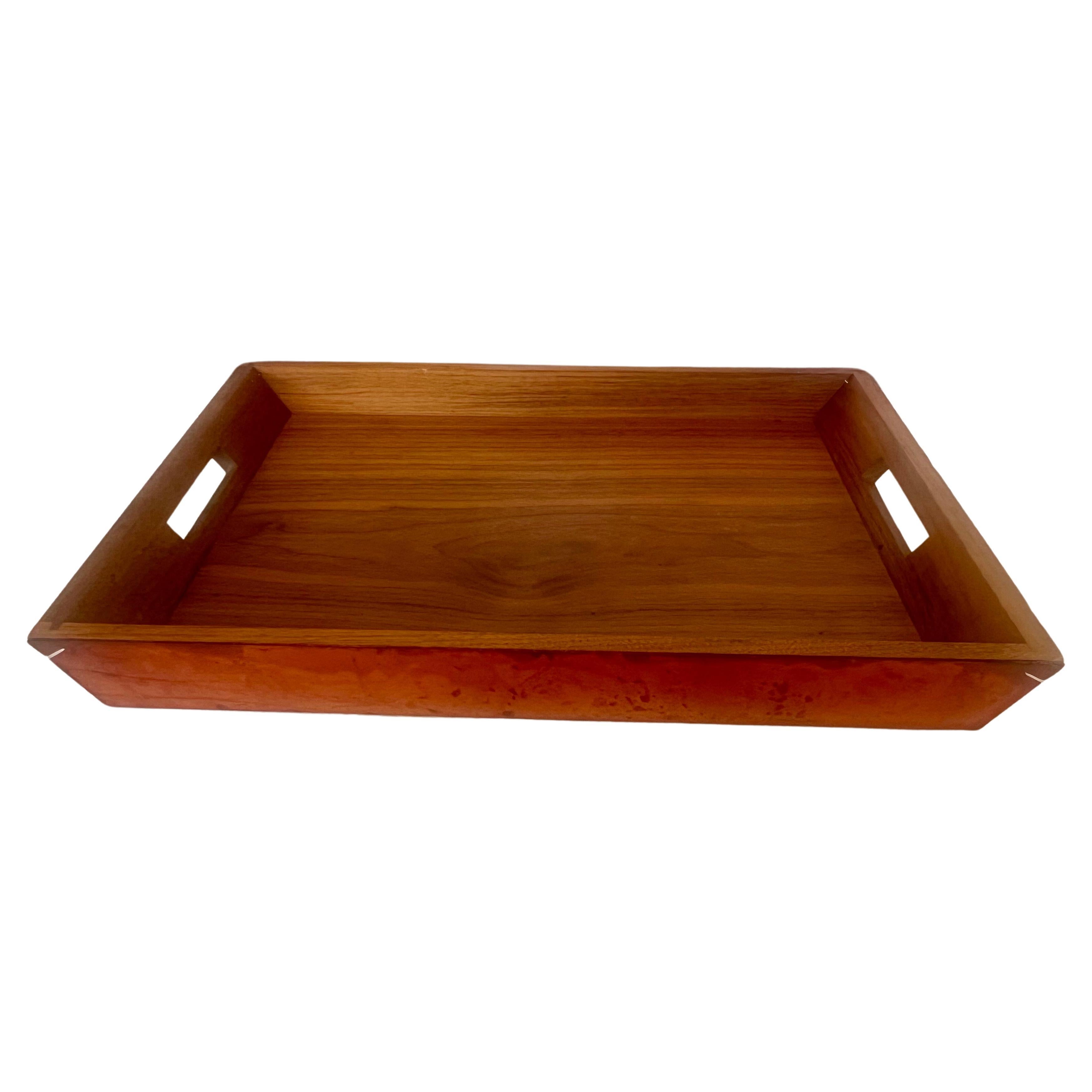 Post-Modern Postmodern Italian Leather & Walnut Serving Tray by Arte & Cuoio For Sale