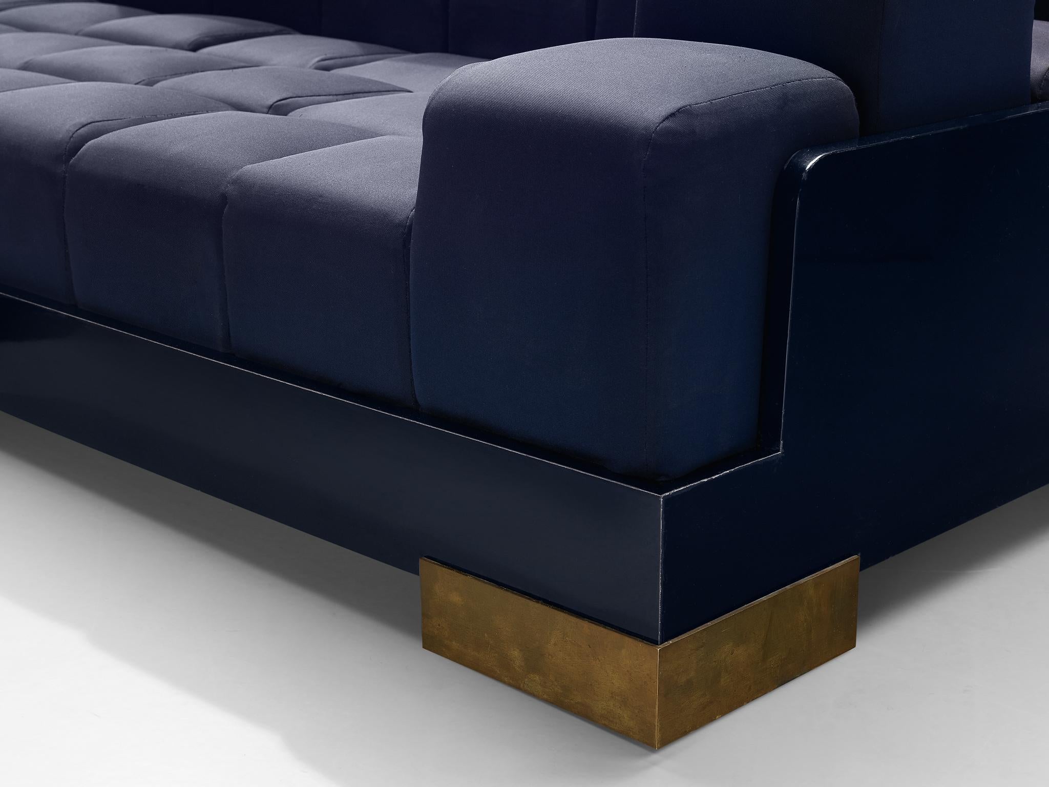 Post-Modern Postmodern Italian 'Manhattan Skyline' Sofa in Blue Upholstery  For Sale