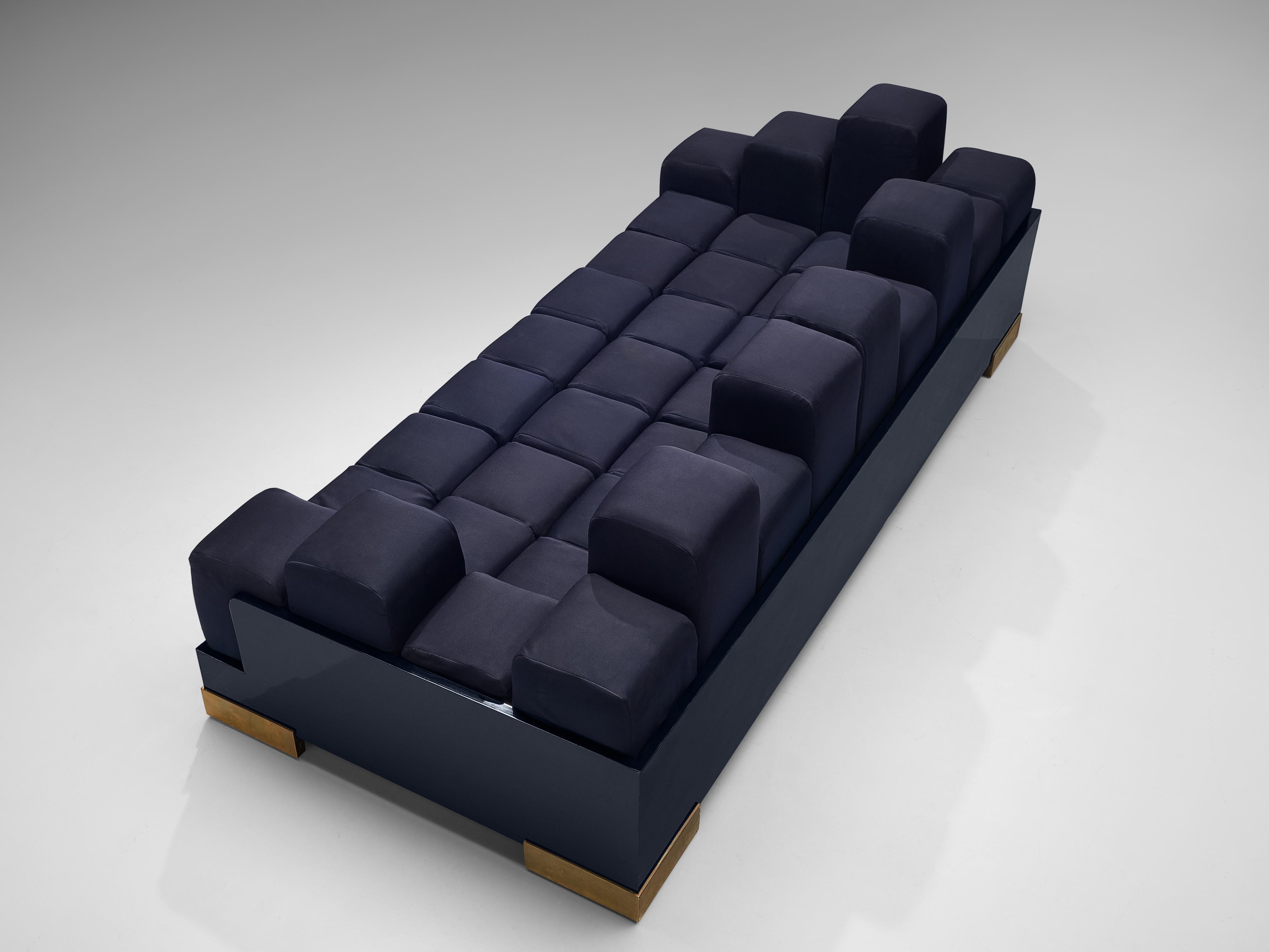 Postmodern Italian 'Manhattan Skyline' Sofa in Blue Upholstery 1