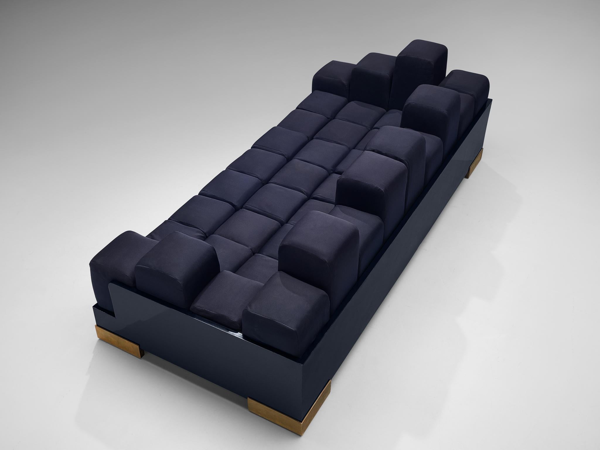 Postmodern Italian 'Manhattan Skyline' Sofa in Blue Upholstery  For Sale 2