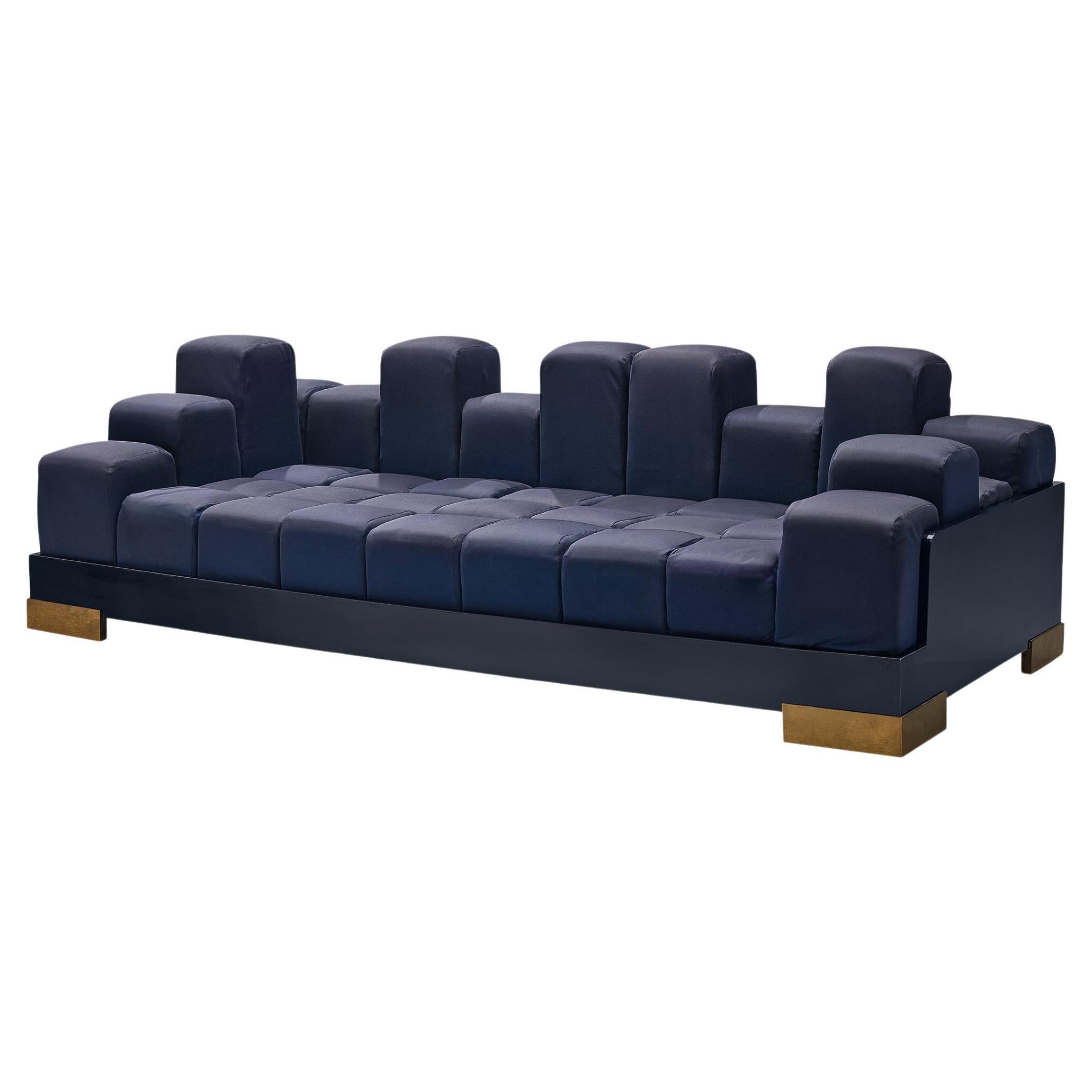 Postmodernes italienisches Sofa „Manhattan Skyline“ mit blauer Polsterung 