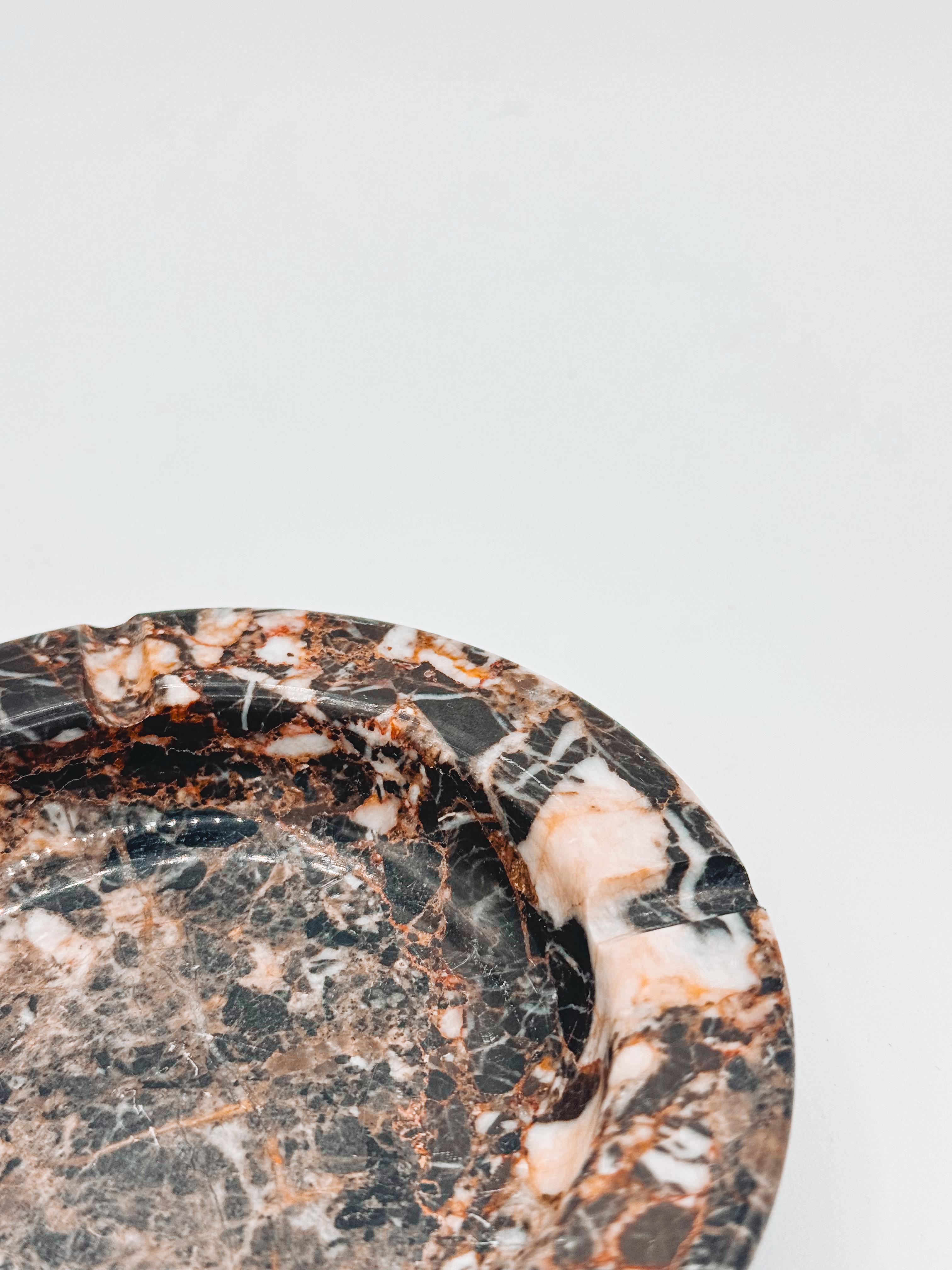 Postmodern Italian Marble Ashtray Black, Brown, White, Cream, and Pink Catchall 1