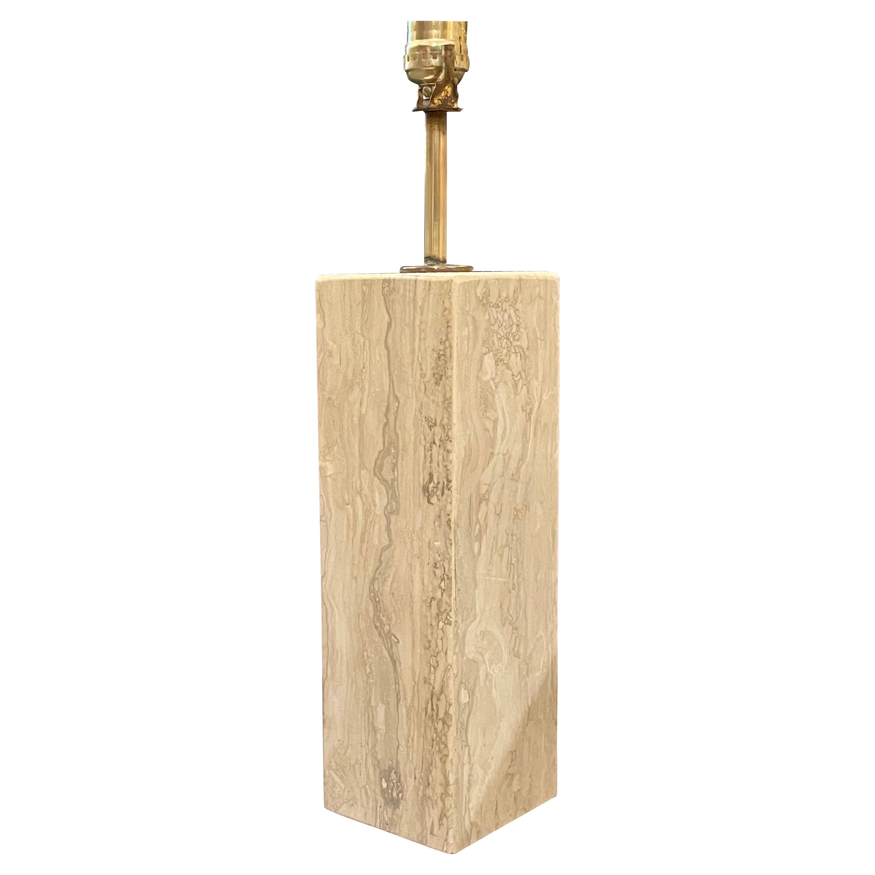 Postmodern Italian Marble & Brass Table Column Lamp For Sale