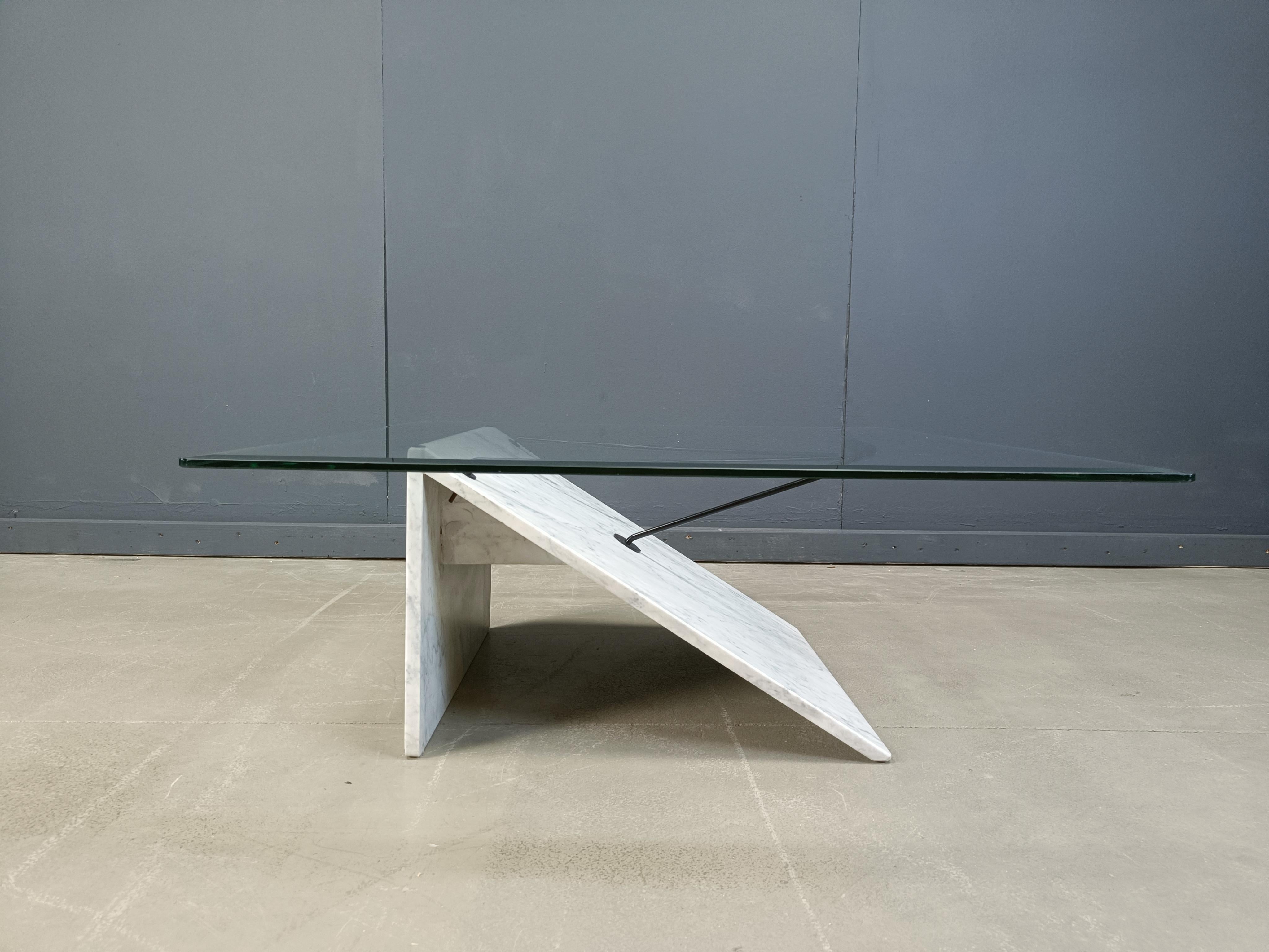 Late 20th Century Postmodern italian marble coffee table, 1980s For Sale
