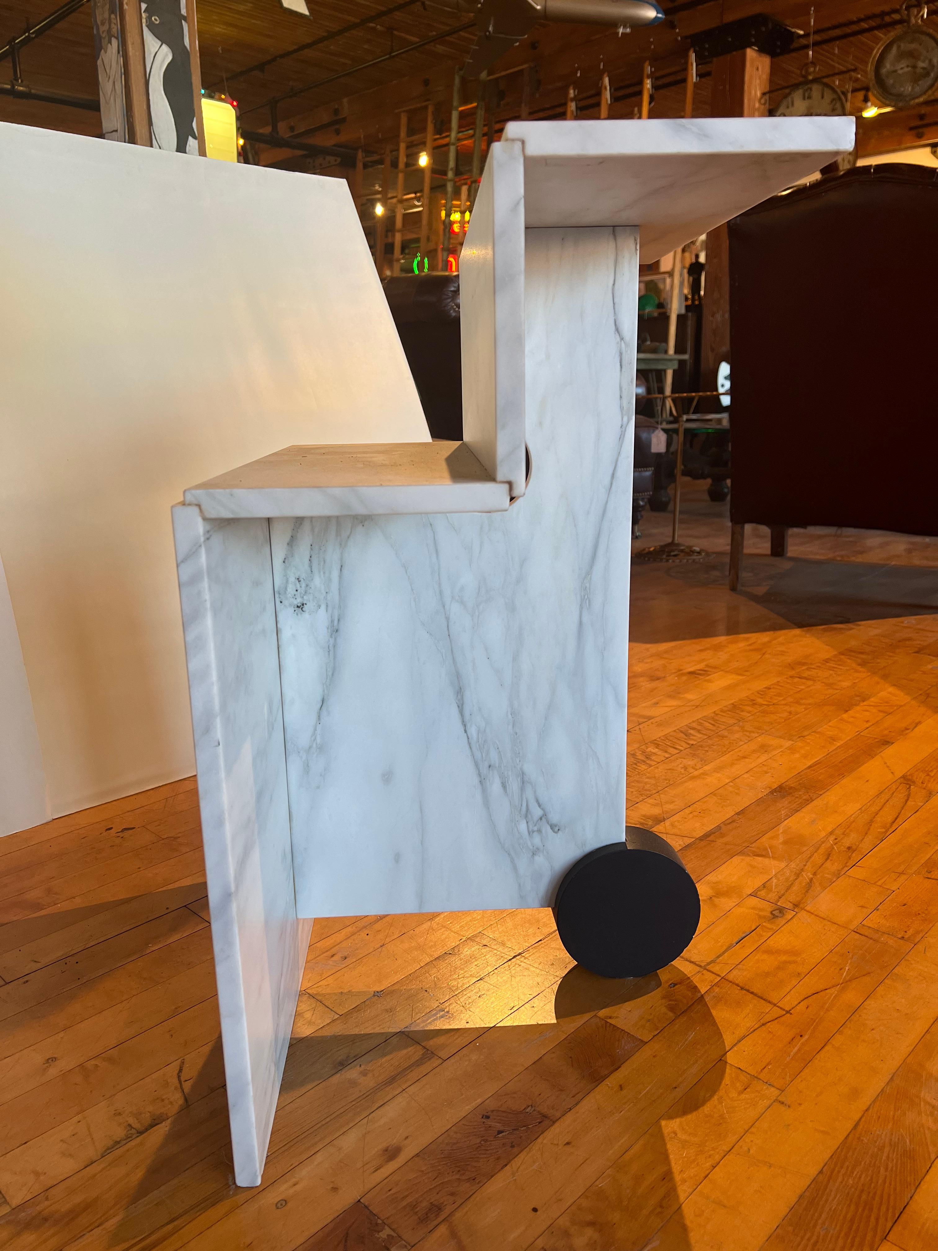 Postmodern Italian Marble Side Tables In Good Condition For Sale In Chicago, IL