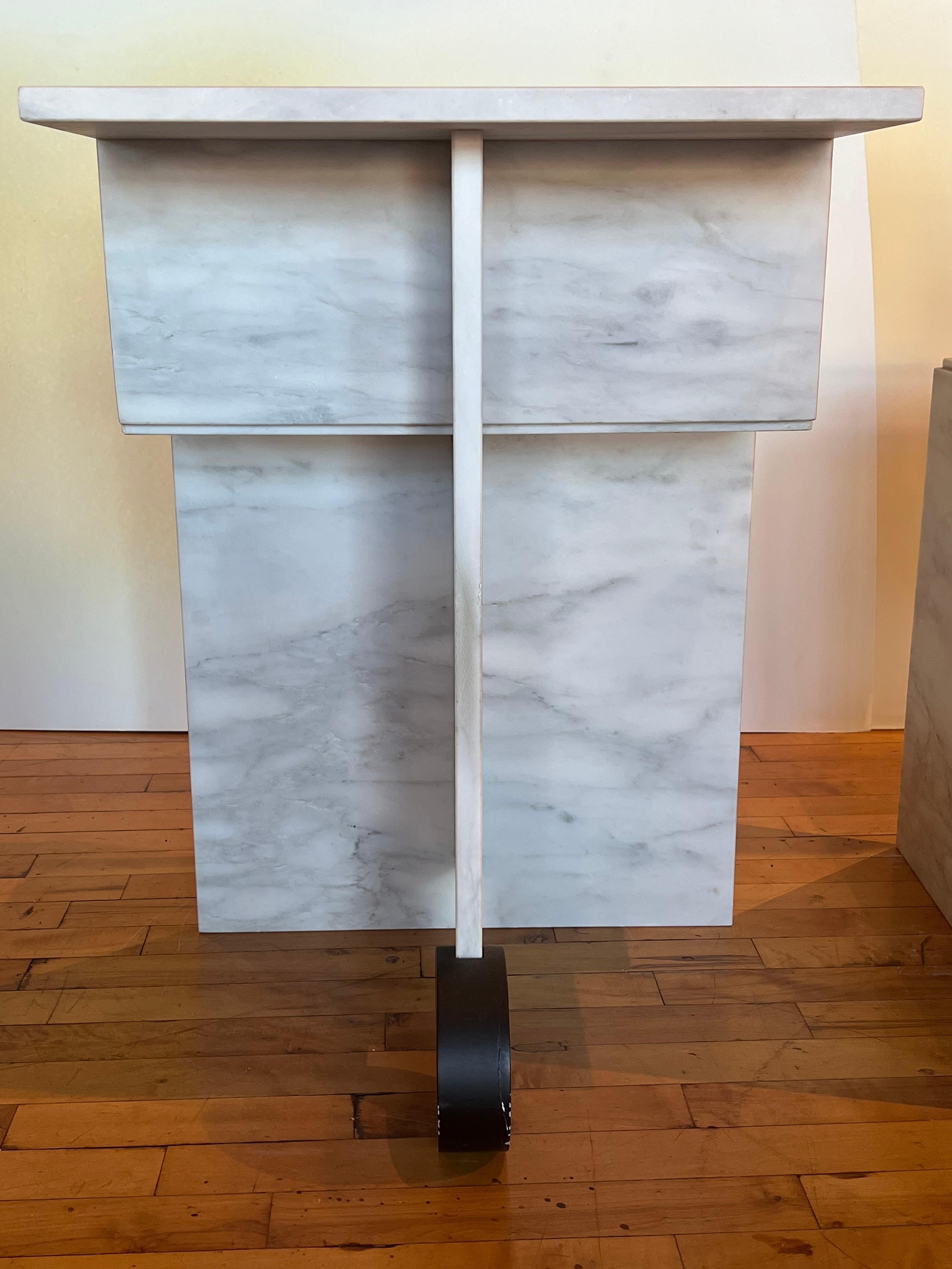 Late 20th Century Postmodern Italian Marble Side Tables For Sale