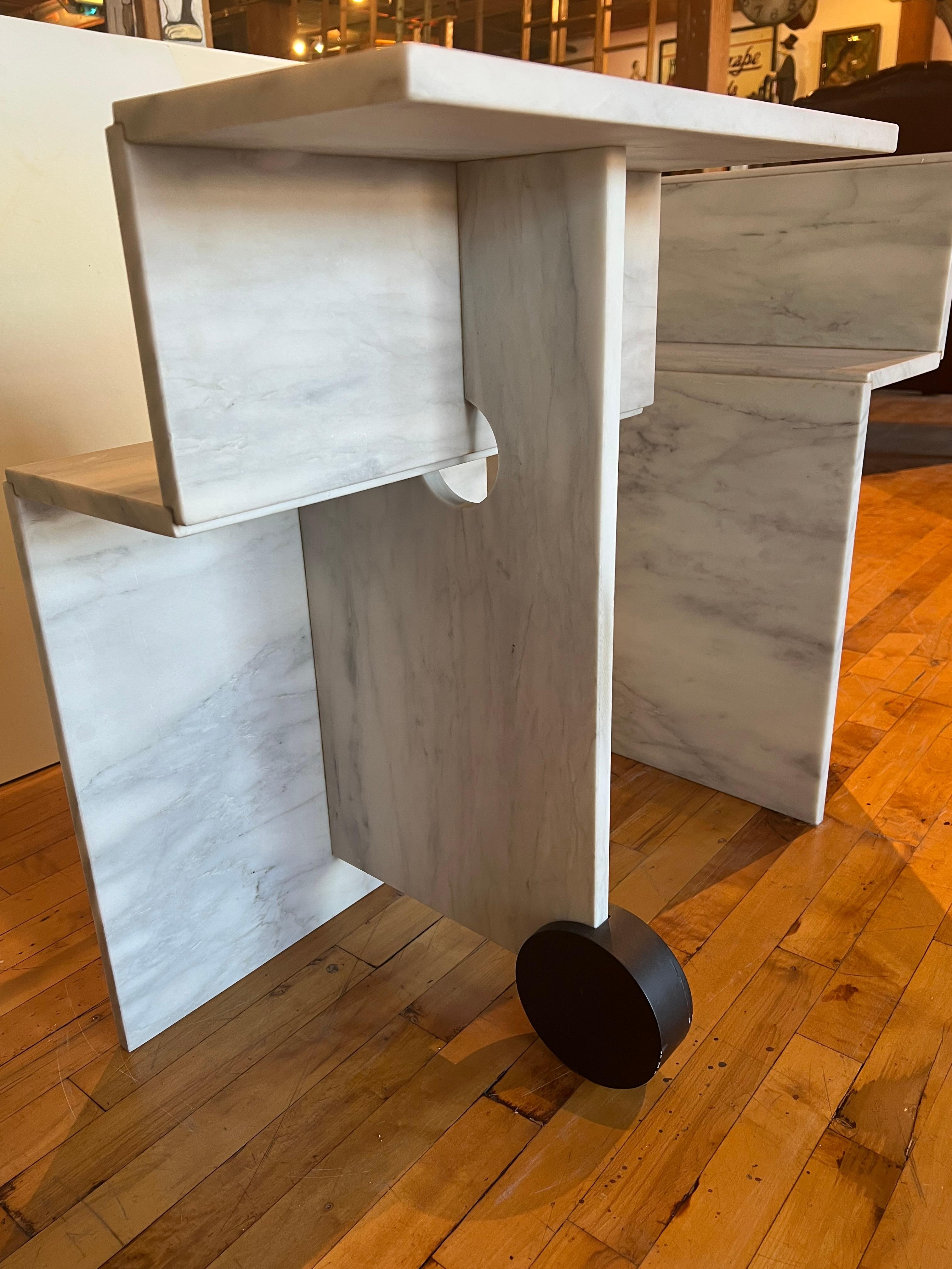 Postmodern Italian Marble Side Tables For Sale 2