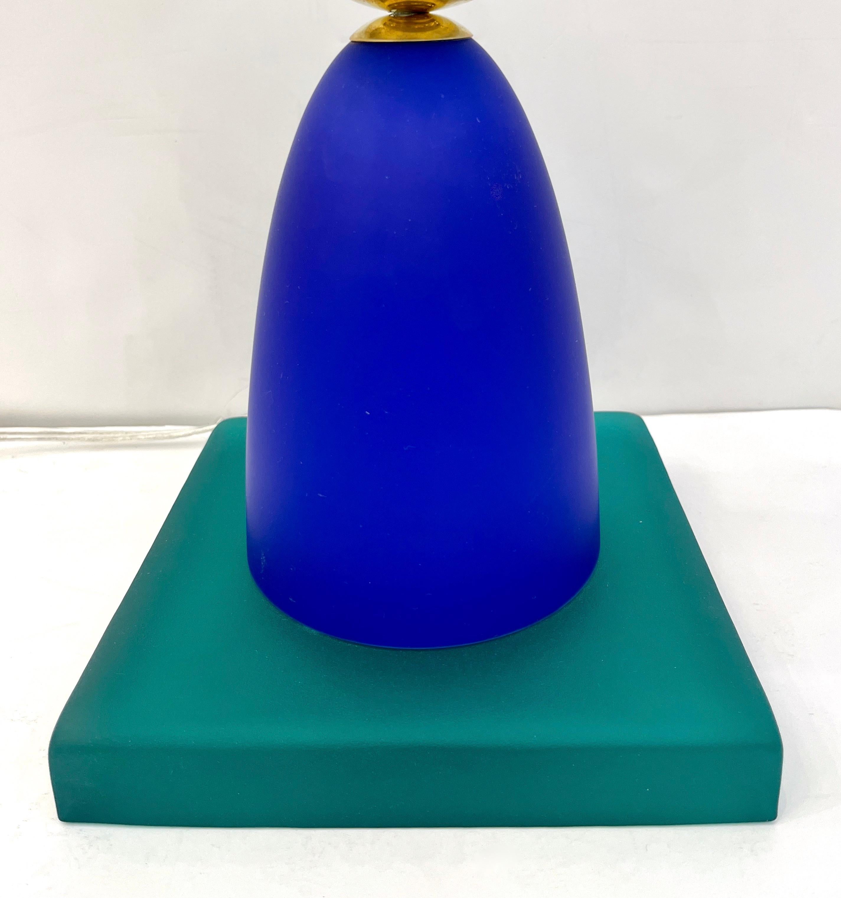 Post-Modern Postmodern Italian Memphis Design Green Blue White Red Black Murano Glass Lamps For Sale