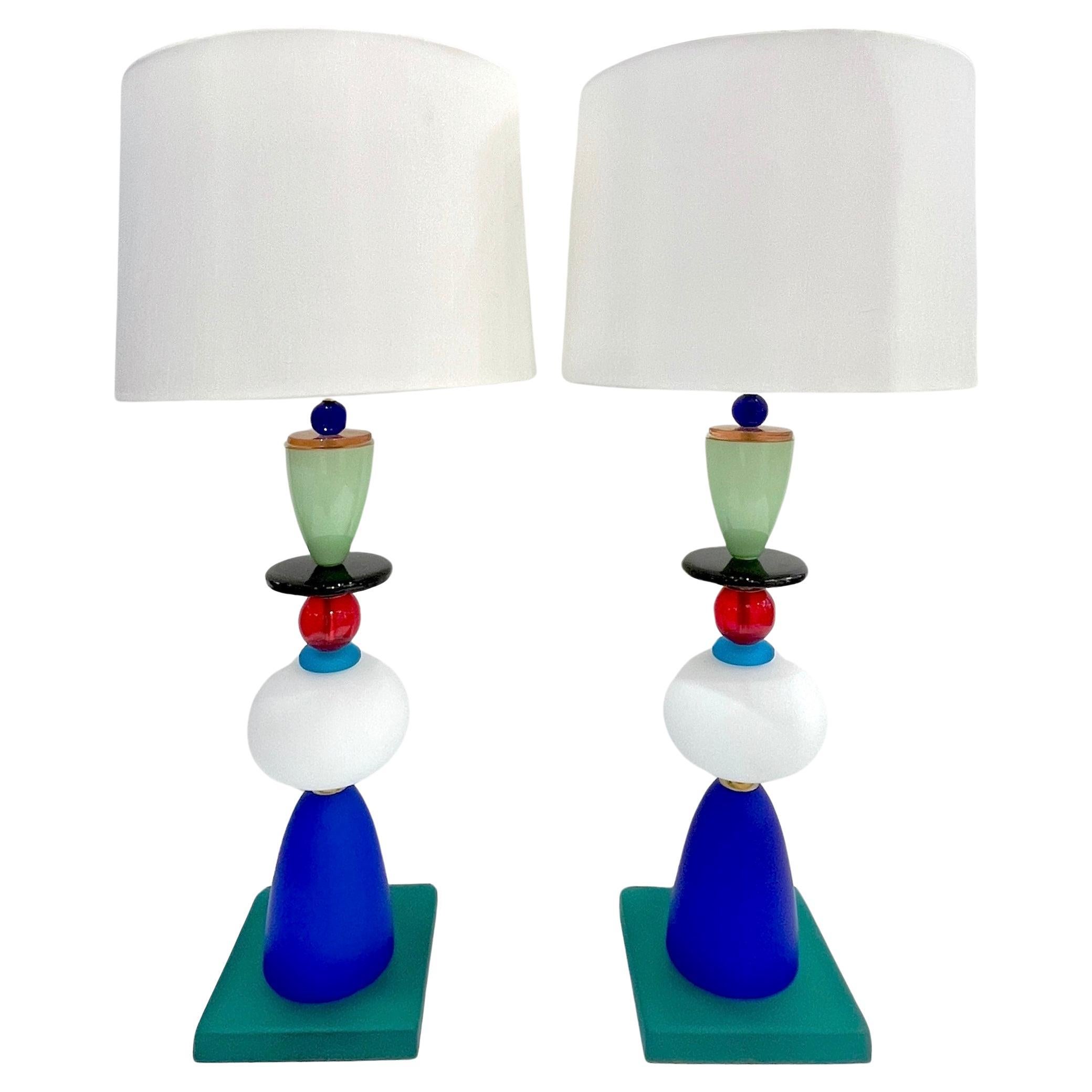 Lampes postmodernes en verre de Murano Design/One vert bleu blanc rouge noir en vente