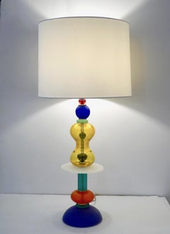 Postmodern Italian Memphis Design Yellow Red Green Blue White Murano Glass Lamps