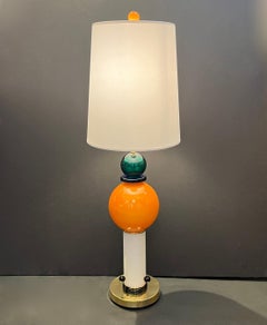 Postmodern Italian Memphis Style Green Blue White Orange Murano Glass Lamps
