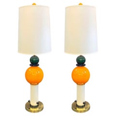 Postmodern Italian Memphis Style Green Blue White Orange Murano Glass Lamps