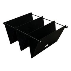 Postmodern Italian Metal Magazine Rack Holder, 1980s