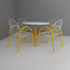 Postmodern Italian Metal Wire Mesh Dining Set by EMU, 1980s