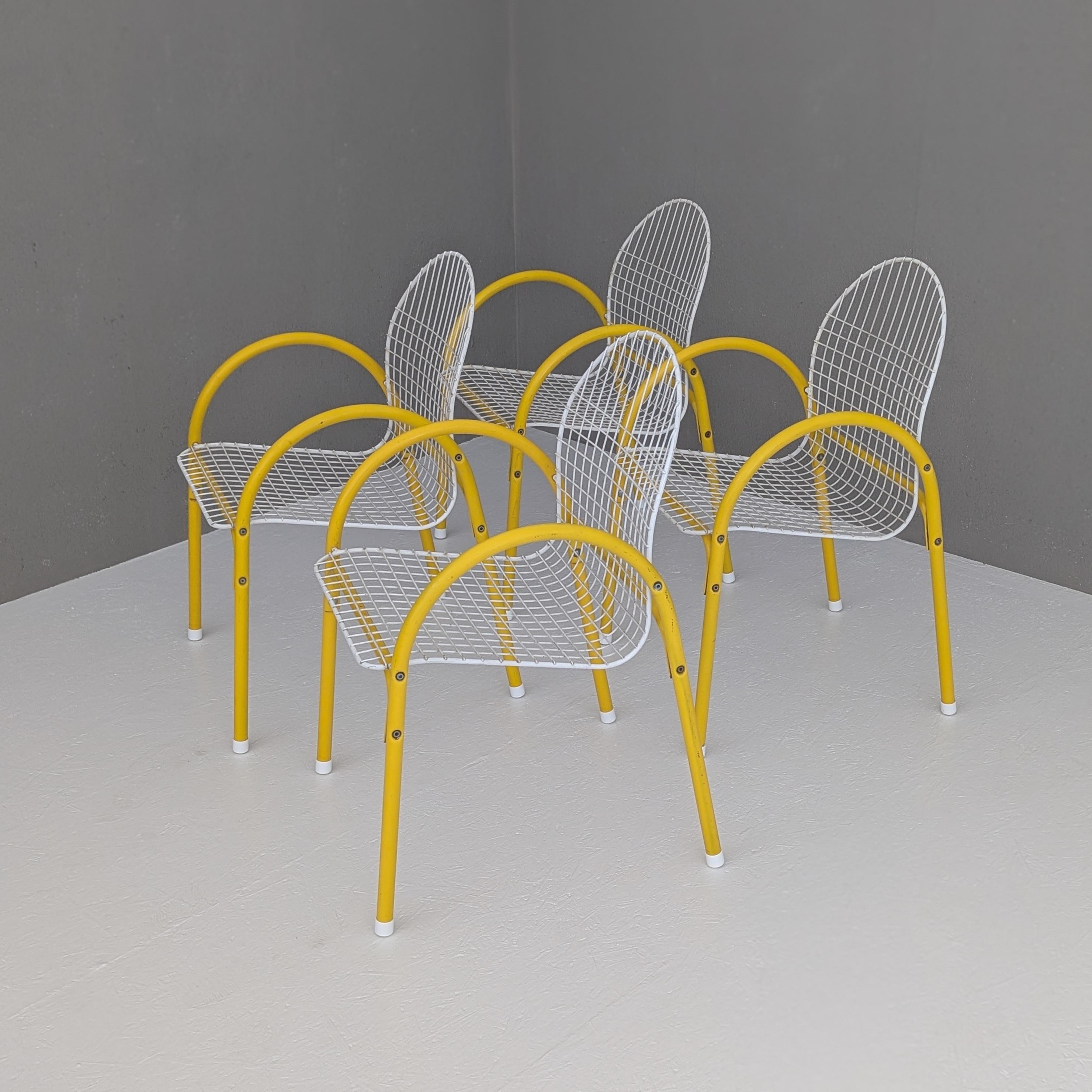 Postmodernes italienisches Esszimmer-Set aus Metalldrahtgeflecht von EMU, 1980er Jahre im Angebot 2