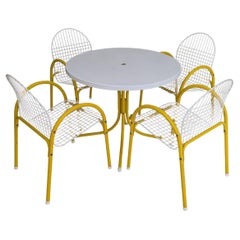 Postmodern Italian Metal Wire Mesh Dining Set by EMU, 1980s