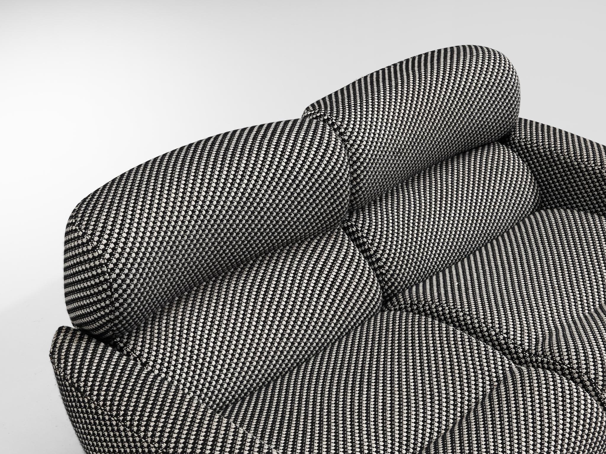 Fabric Postmodern Italian Modular Sofa in Checkered Upholstery For Sale