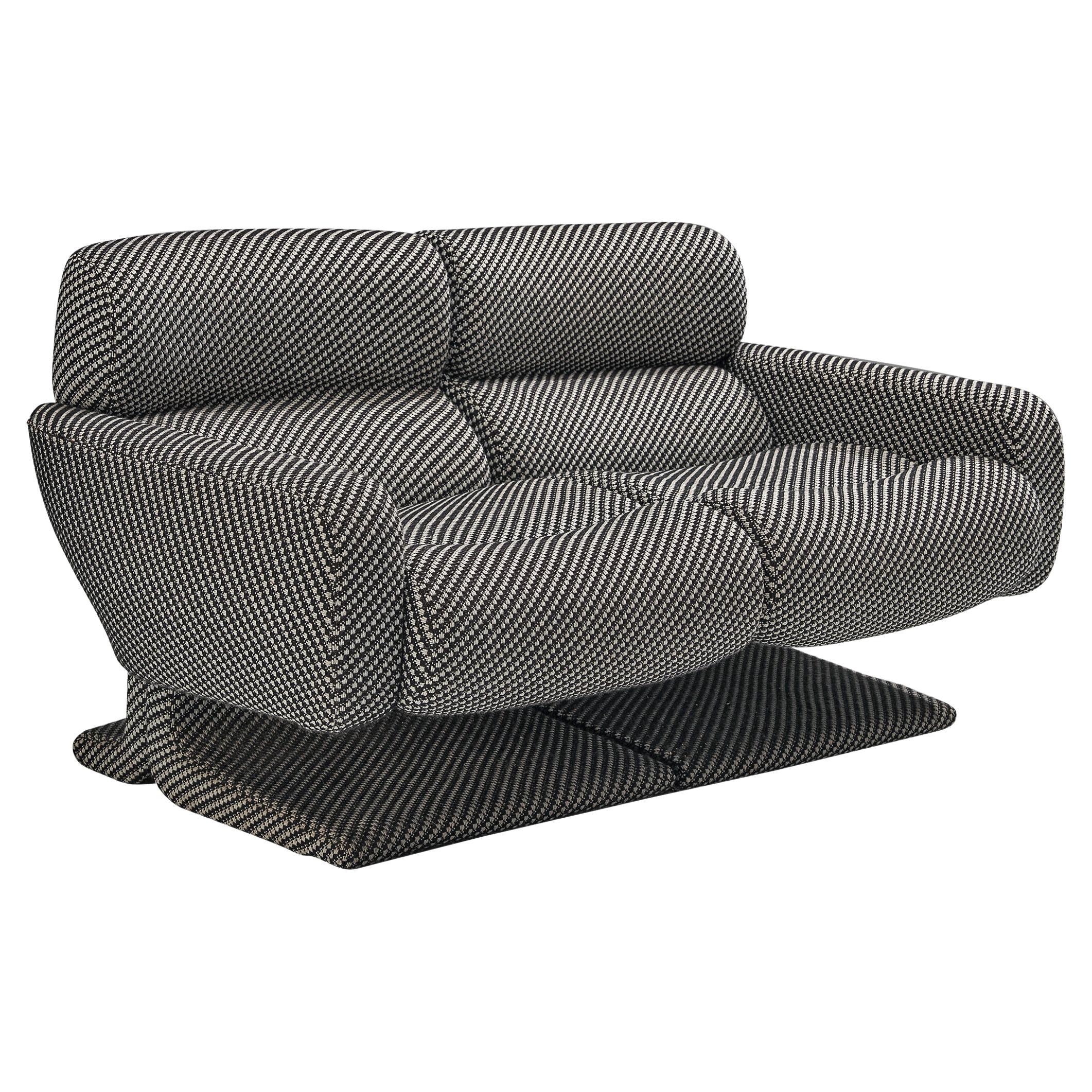 Postmodern Italian Modular Sofa in Checkered Upholstery For Sale
