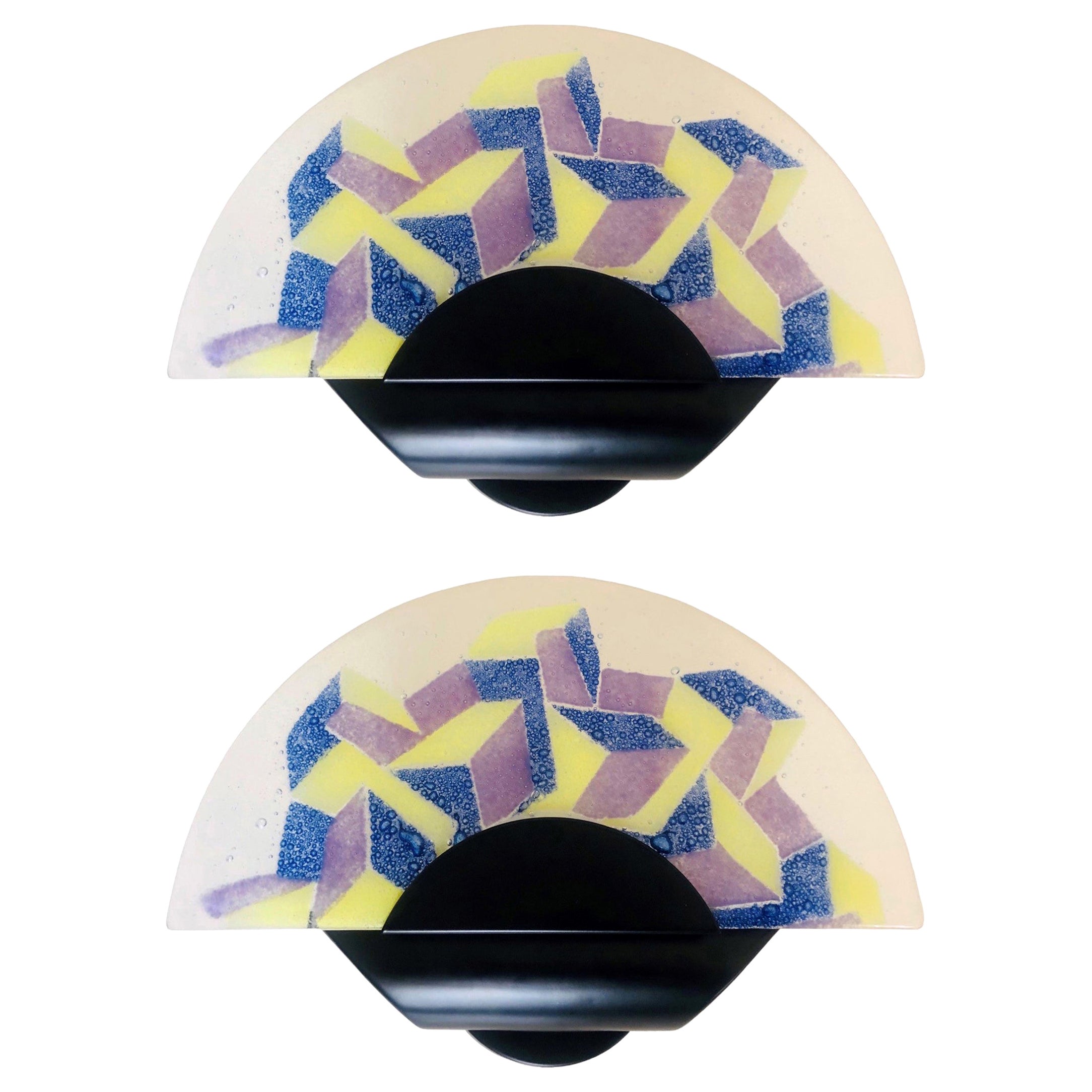 Postmodern Italian Murano Glass Wall Sconces, 1980s