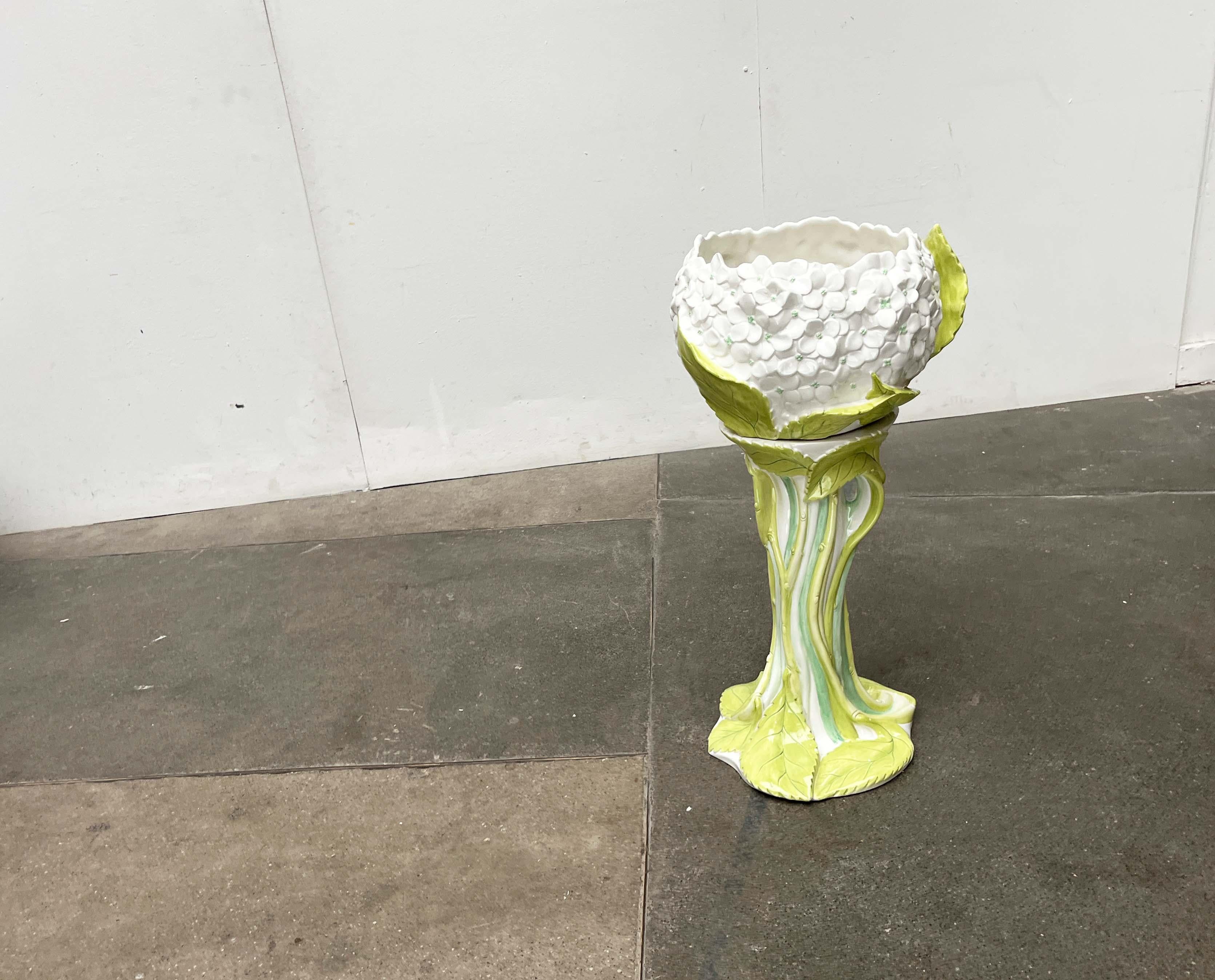 Postmodern Italian Pottery Planter with Flower Stand, 1980s For Sale 7