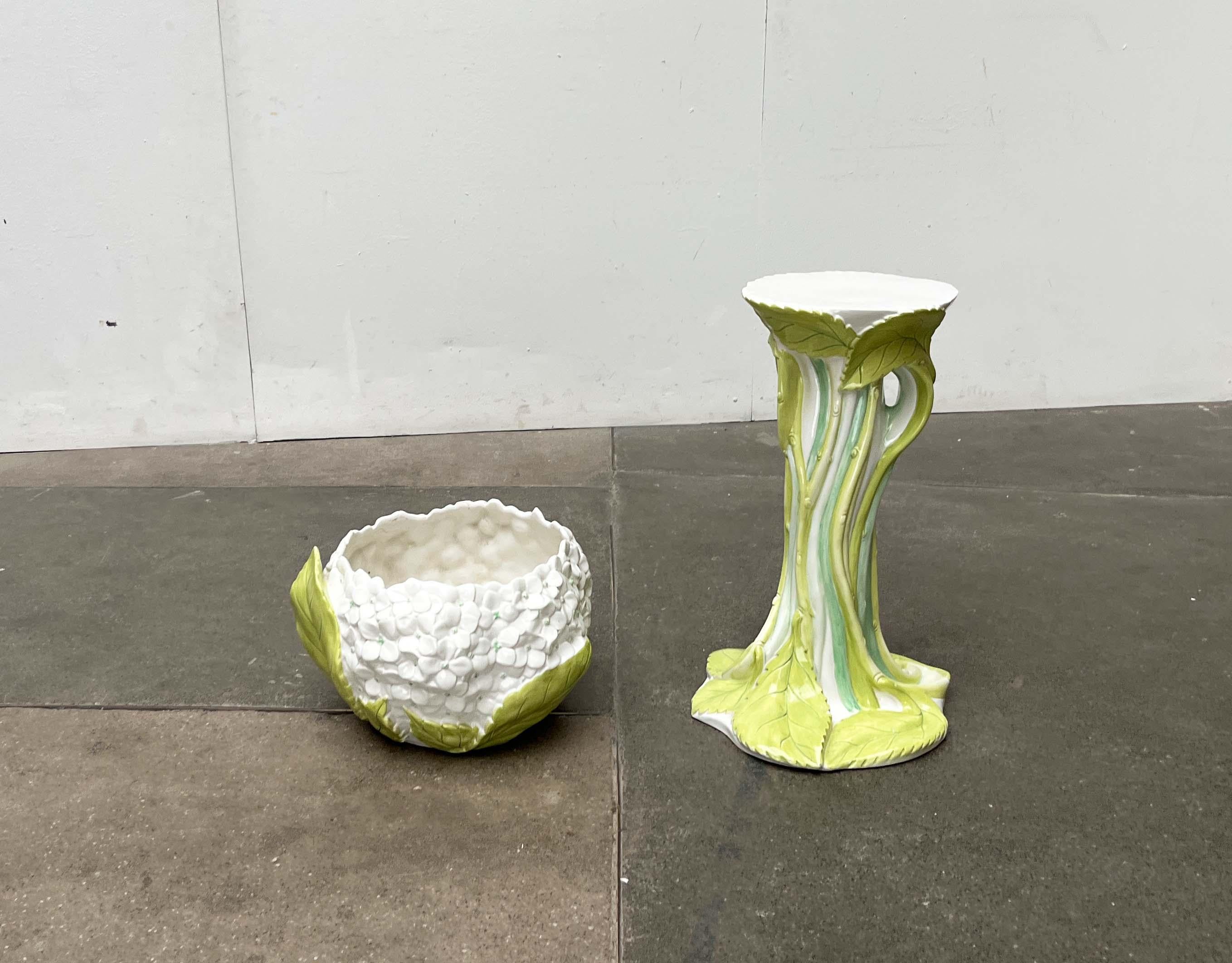 Post-Modern Postmodern Italian Pottery Planter with Flower Stand, 1980s For Sale