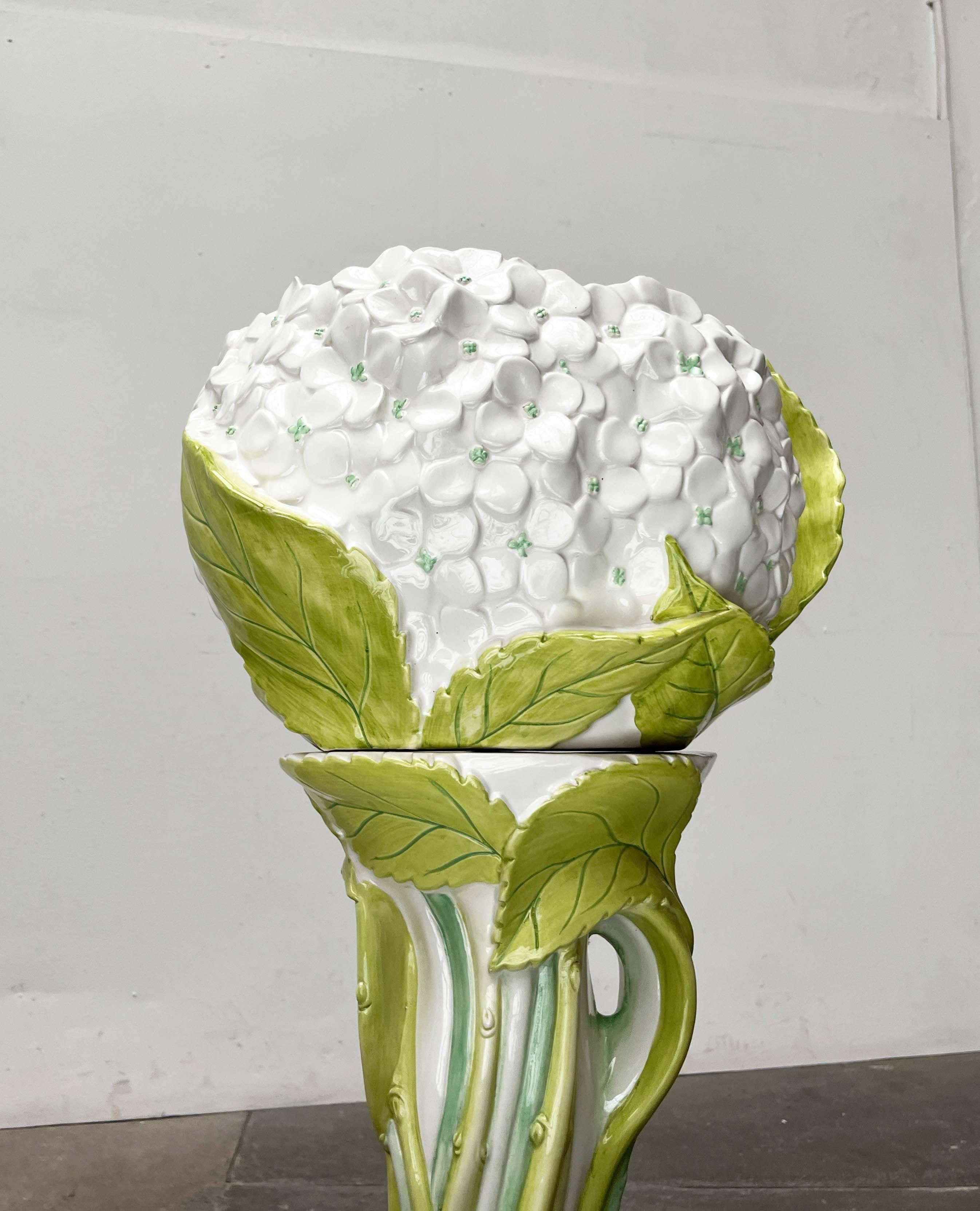 Postmodern Italian Pottery Planter with Flower Stand, 1980s For Sale 2