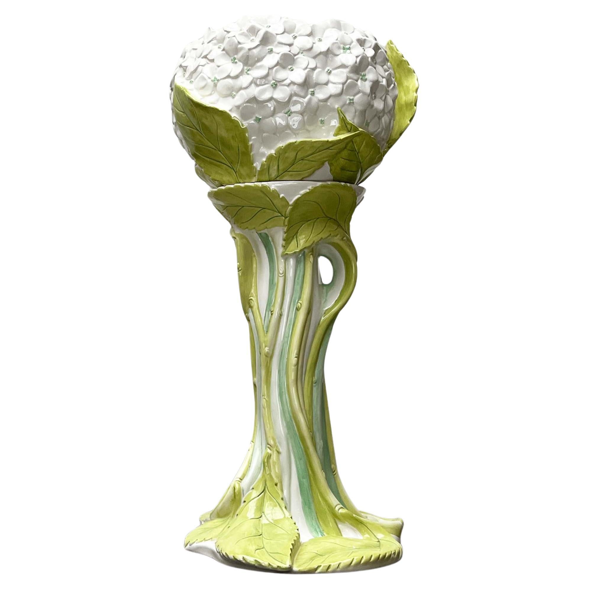 Postmodern Italian Pottery Planter with Flower Stand, 1980s For Sale