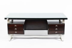 Postmodern Italian Rosewood and Metal Writing Desk by Abbondinterni, 1970s