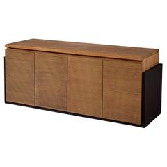 Postmodern Italian Sideboard with Graphical Doors in Mahogany